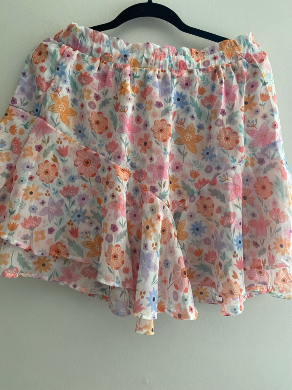 Floral Ruffle Mini Skirt in Pastel Multi